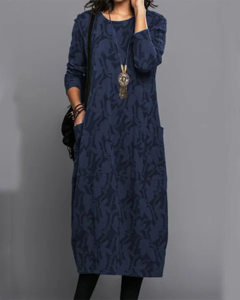 Samantha | Dames Winter Maxi Jurk Met Lange Mouwen En Zakken