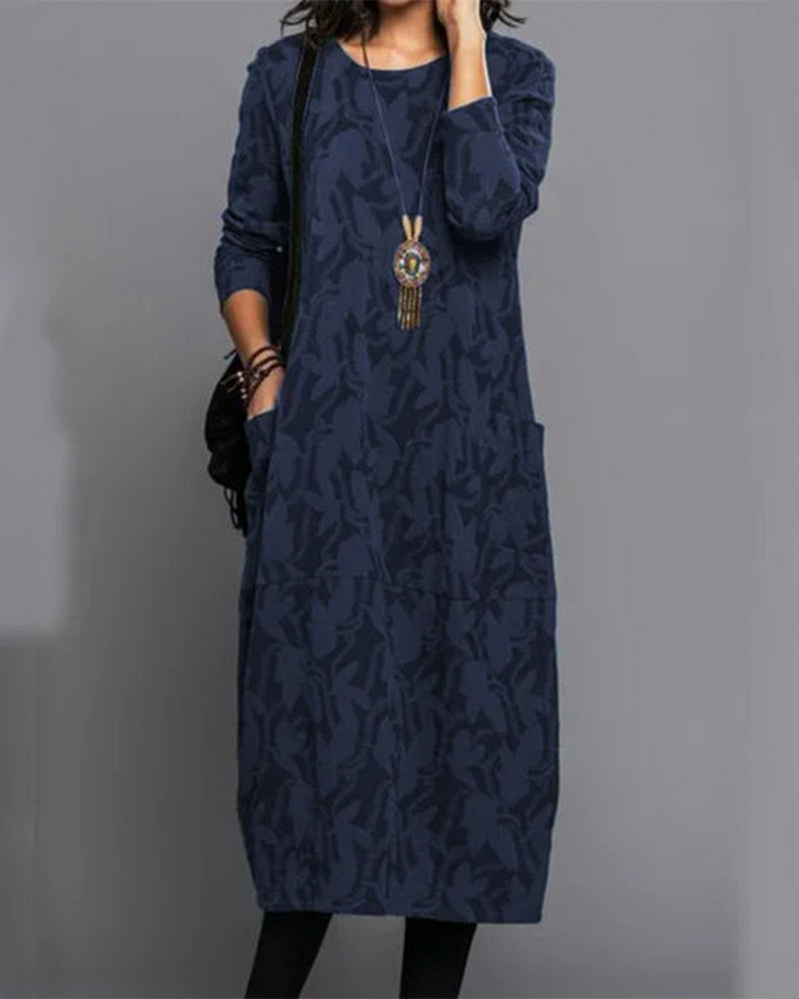 Samantha | Dames Winter Maxi Jurk Met Lange Mouwen En Zakken