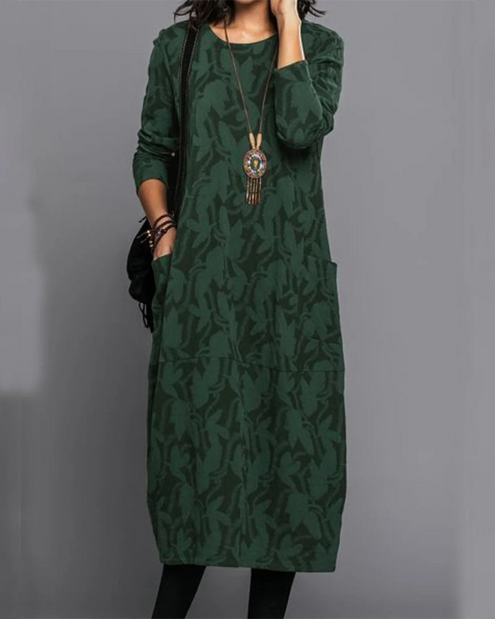 Samantha | Dames Winter Maxi Jurk Met Lange Mouwen En Zakken