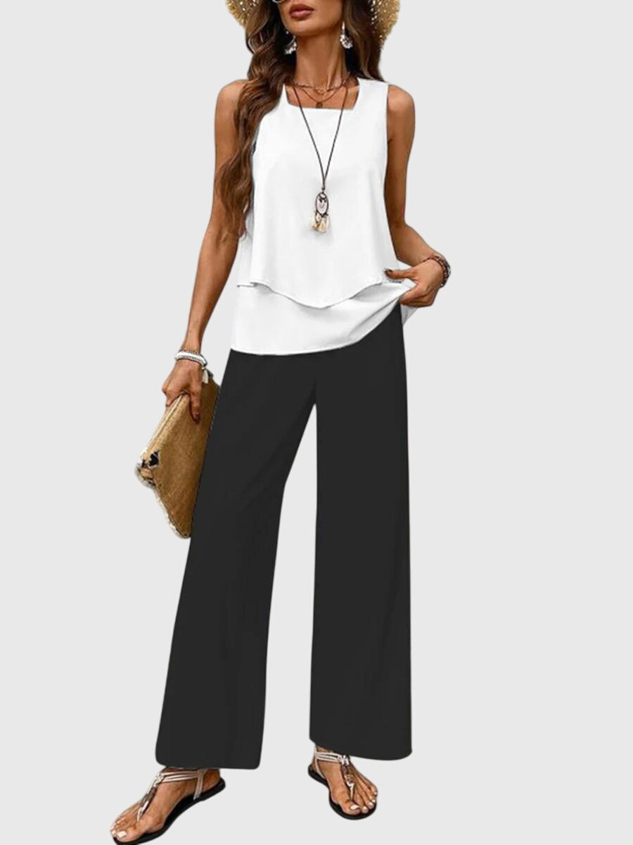 Sabrina | Dames tweedelige set met wijde broek