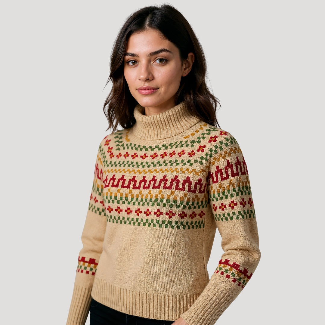 Heidi | Dames Lente Geprint Coltrui Gebreide Trui