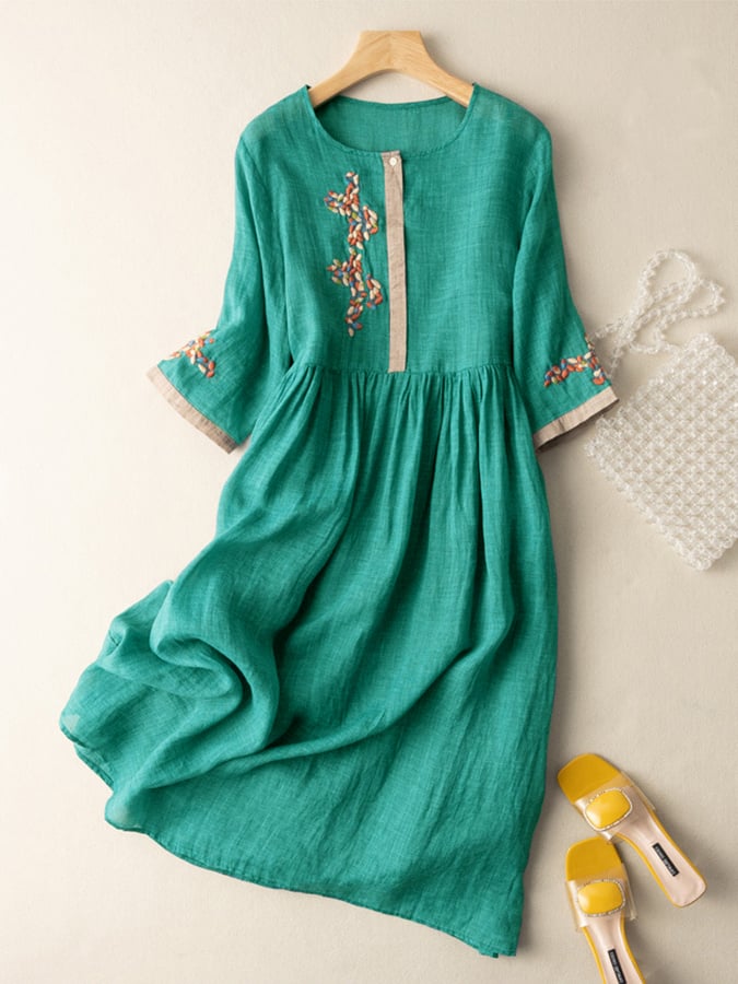 Ivy | Women Embroidered Ethnic Midi Dress