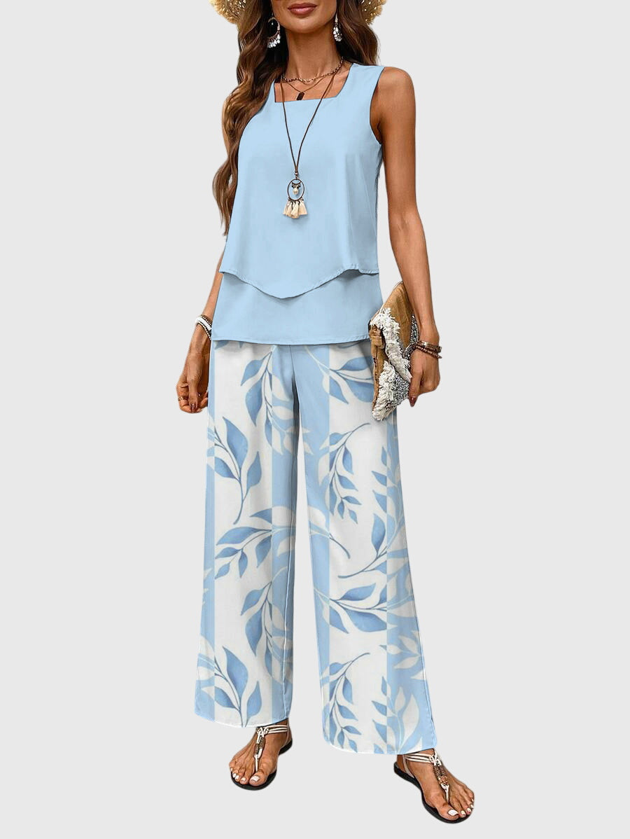 Sabrina | Dames tweedelige set met wijde broek