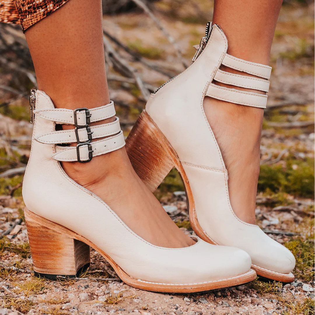 Hailey | Dames Block Heel Schoenen met Dubbele Bandjes