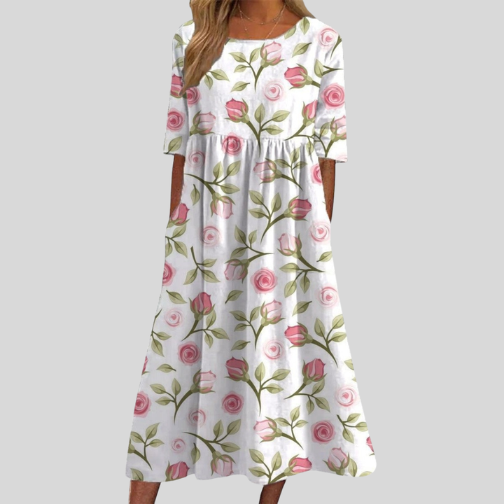 Lennon | Dames Vintage Midi Jurk met Bloemenprint