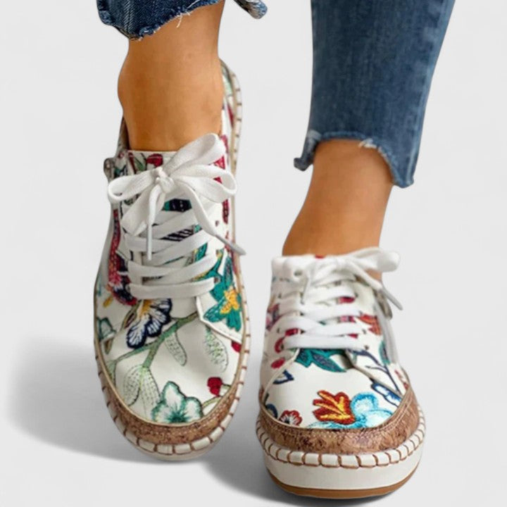 Stevie | Dames Platform Sneakers met Bloemenprint