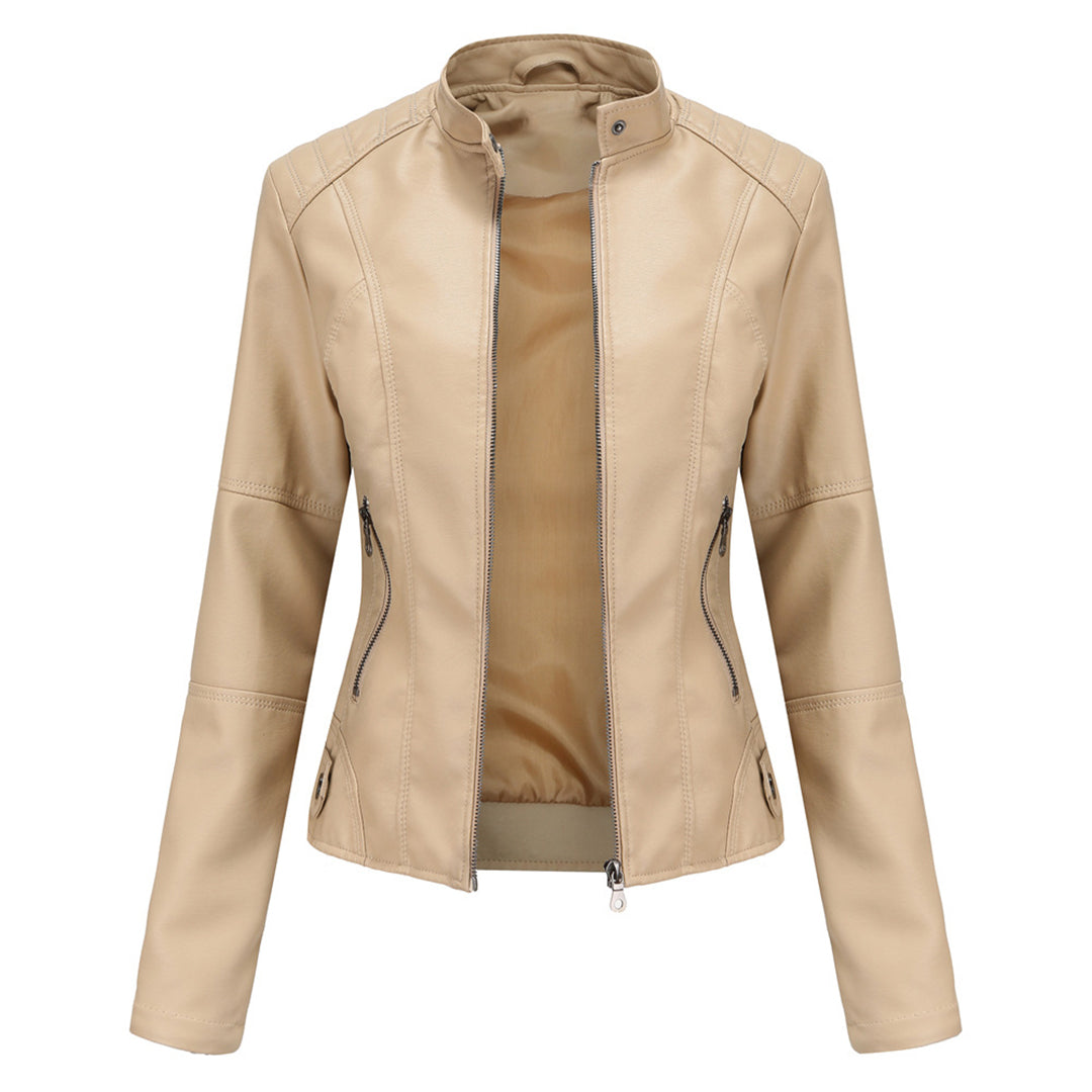 Jocelyn | Dames Klassiek Biker Jacket met Staande Kraag