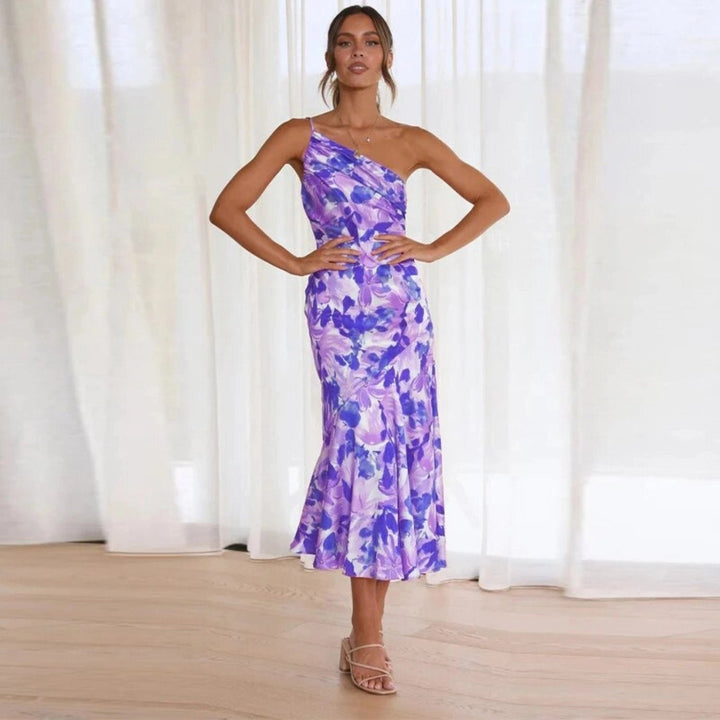 Bianca | Dames Zomer Maxikleed met Asymmetrische Snit en Bloemmotief