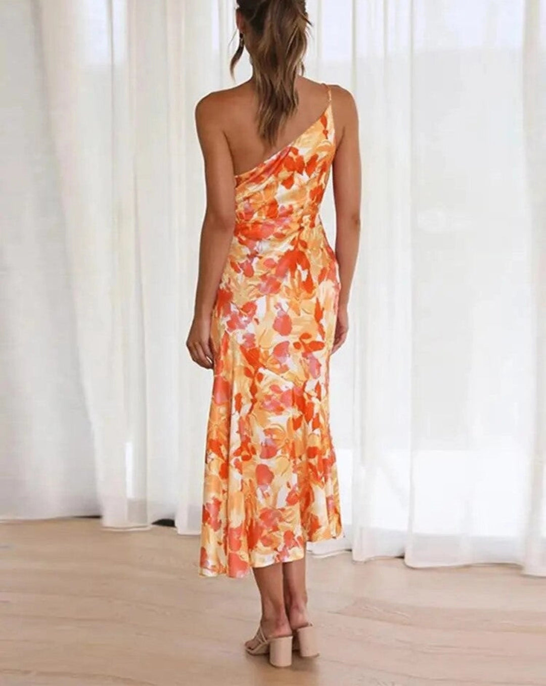 Bianca | Dames Zomer Maxikleed met Asymmetrische Snit en Bloemmotief