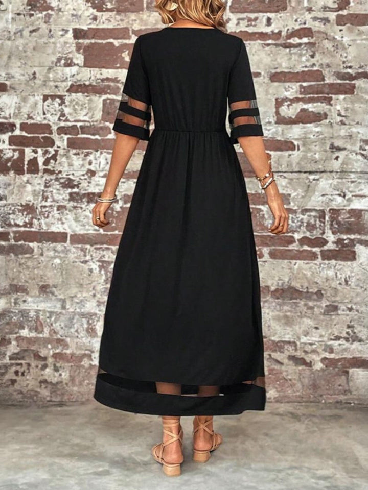 Desiree | Dames Elegante Maxi Jurk Met Transparante Panelen