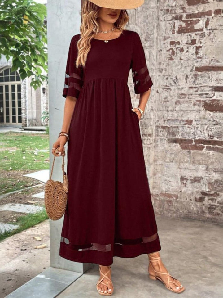 Desiree | Dames Elegante Maxi Jurk Met Transparante Panelen