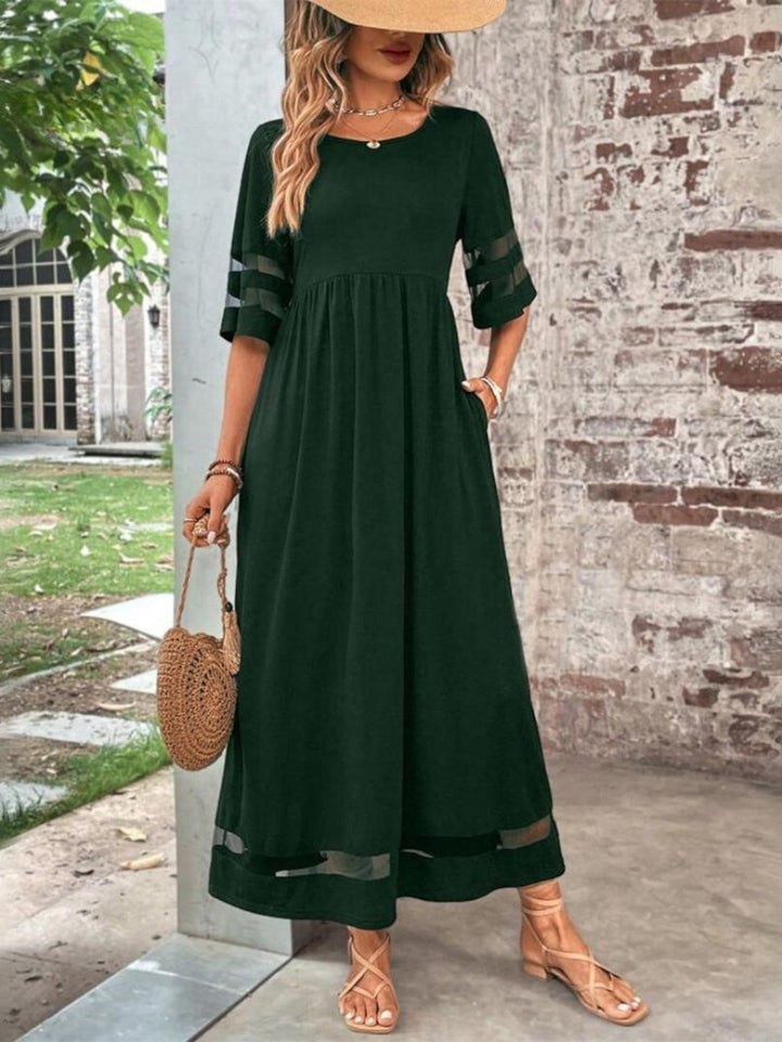Desiree | Dames Elegante Maxi Jurk Met Transparante Panelen