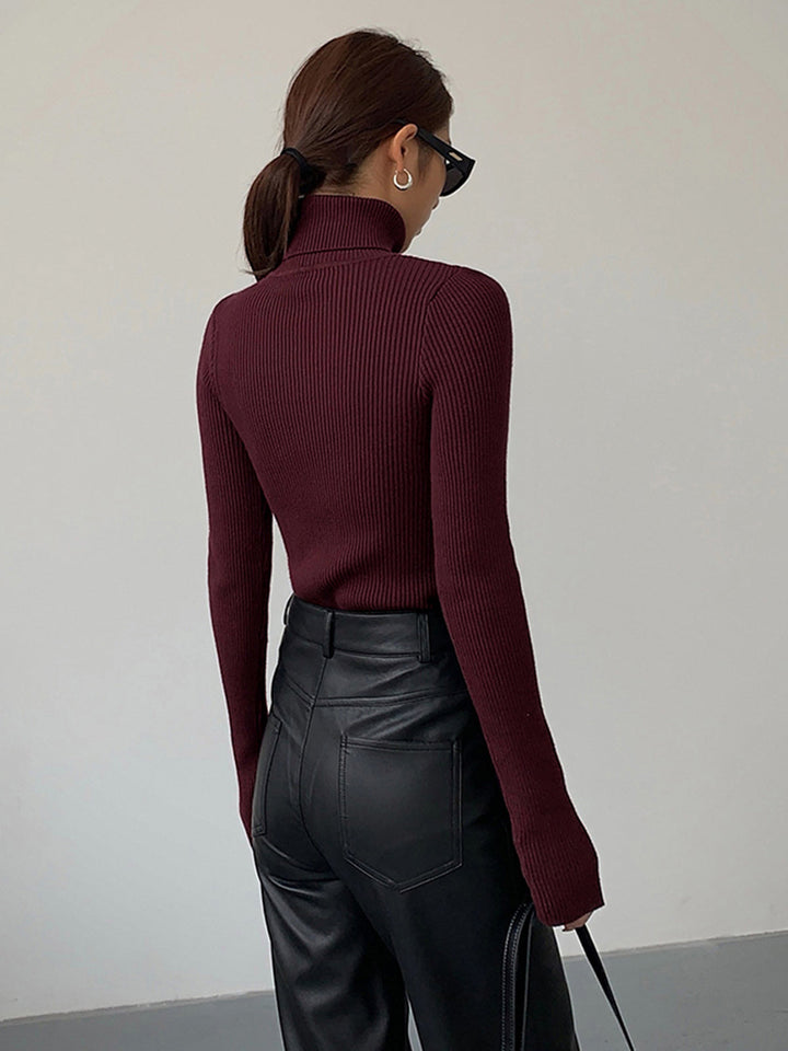 Annalise | Dames Minimalistische Slim Top met Coltrui-Kraag