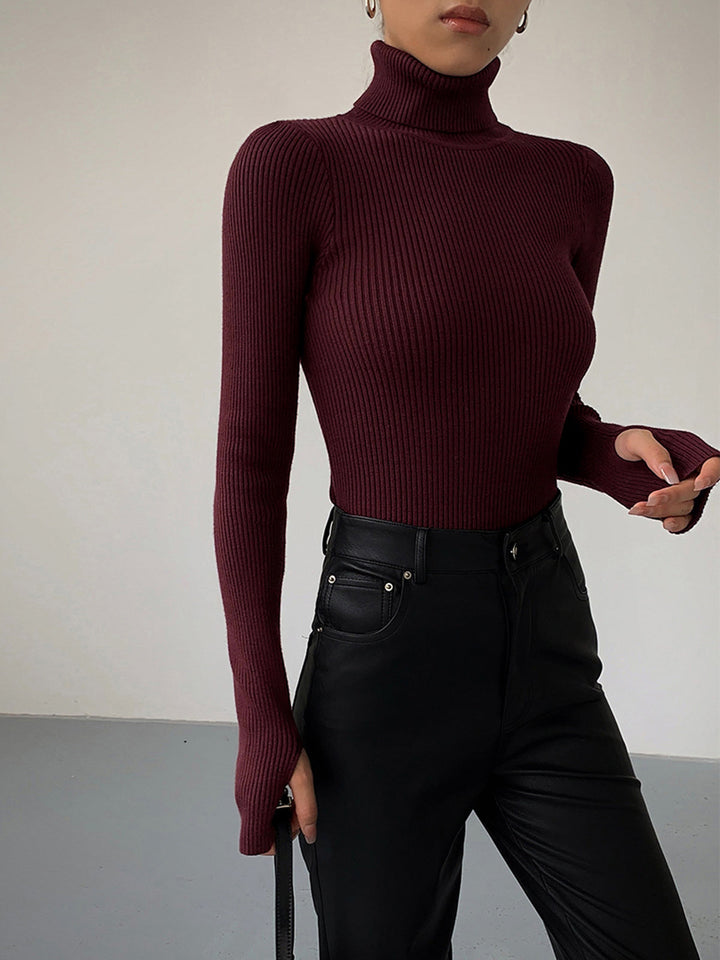 Annalise | Dames Minimalistische Slim Top met Coltrui-Kraag