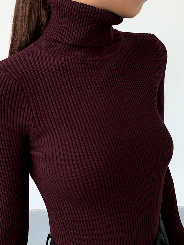 Annalise | Dames Minimalistische Slim Top met Coltrui-Kraag