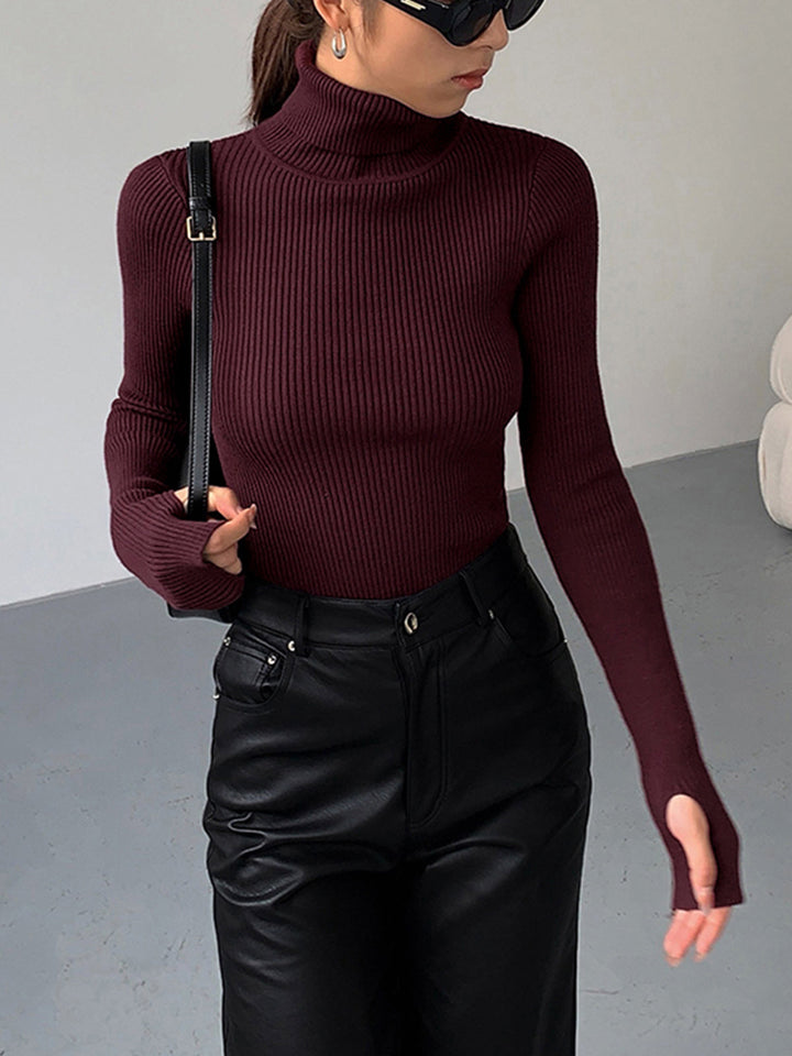 Annalise | Dames Minimalistische Slim Top met Coltrui-Kraag