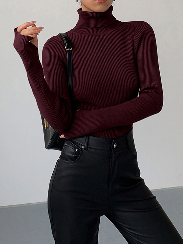 Annalise | Dames Minimalistische Slim Top met Coltrui-Kraag