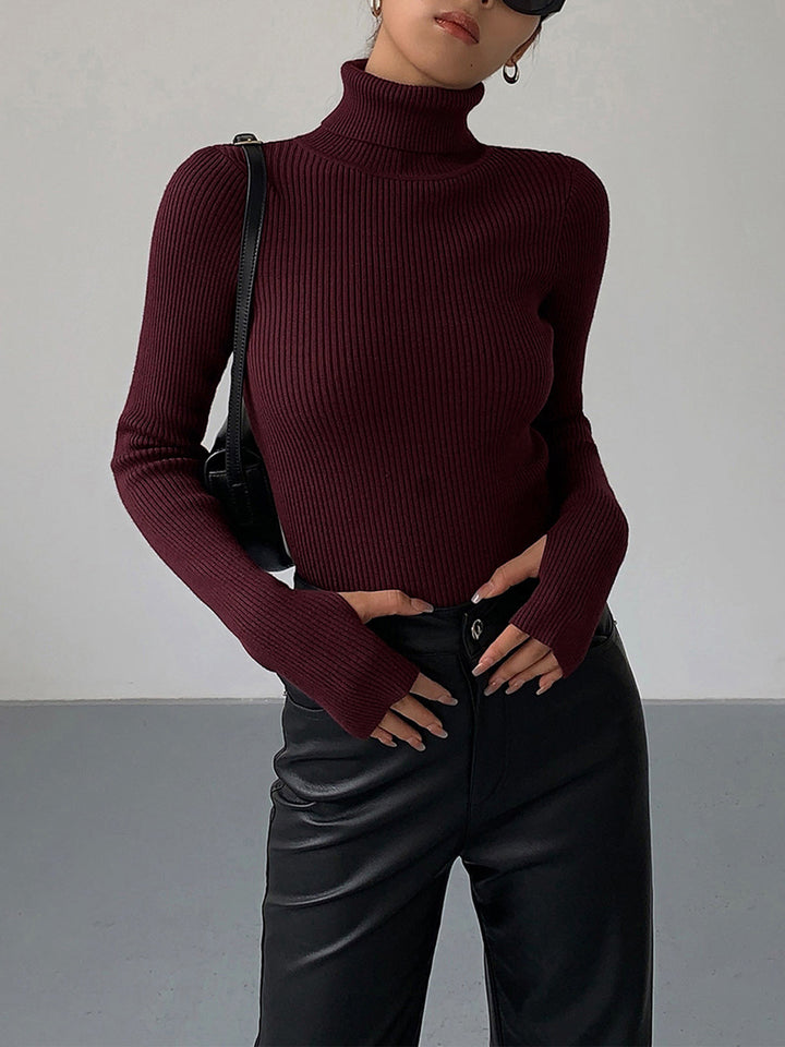 Annalise | Dames Minimalistische Slim Top met Coltrui-Kraag