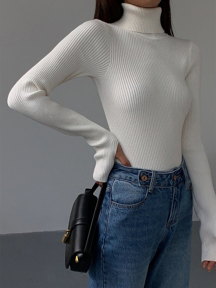 Annalise | Dames Minimalistische Slim Top met Coltrui-Kraag