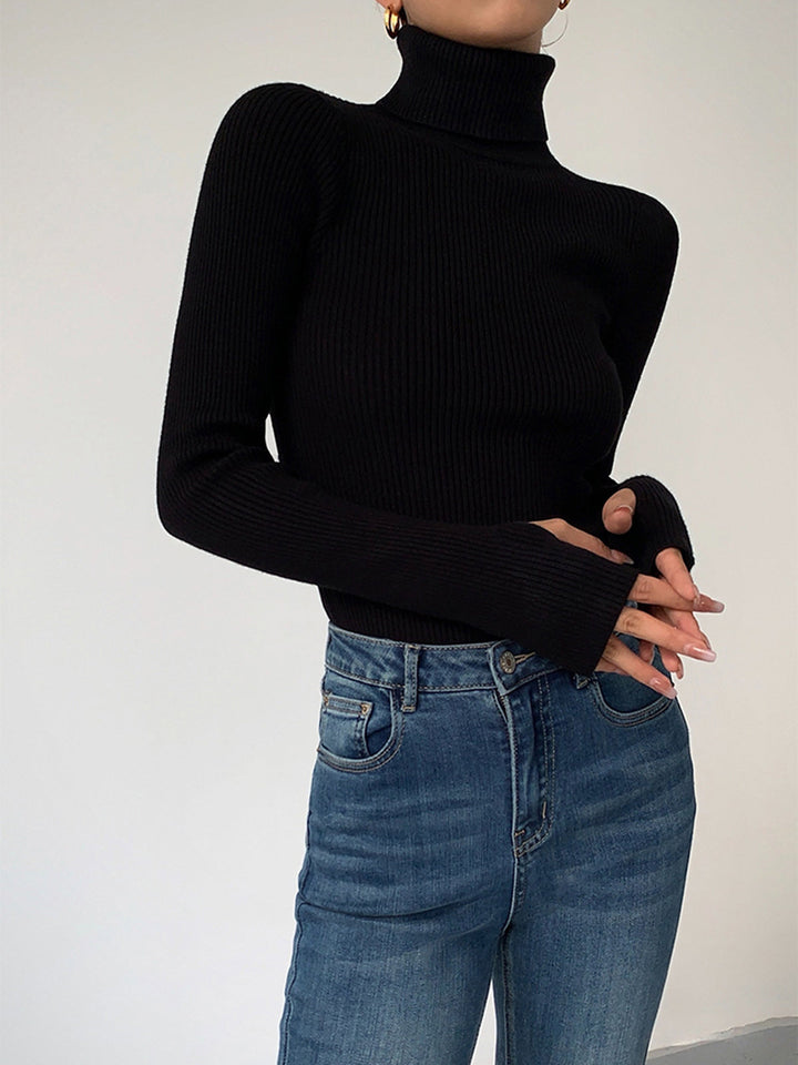 Annalise | Dames Minimalistische Slim Top met Coltrui-Kraag