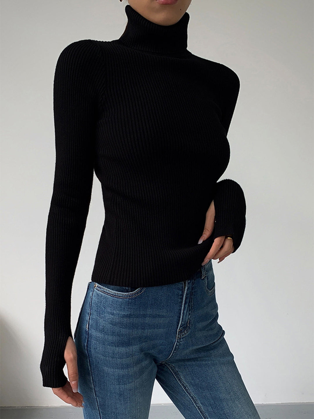 Annalise | Dames Minimalistische Slim Top met Coltrui-Kraag
