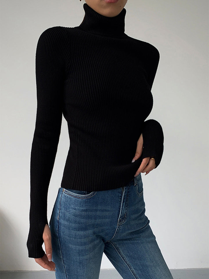 Annalise | Dames Minimalistische Slim Top met Coltrui-Kraag