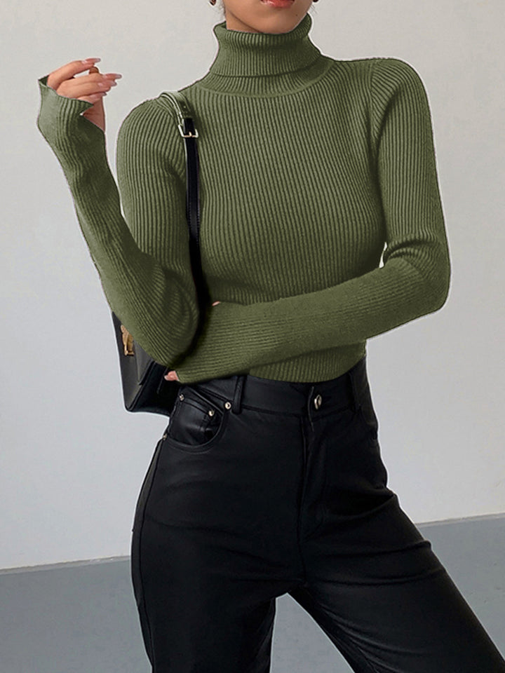 Annalise | Dames Minimalistische Slim Top met Coltrui-Kraag