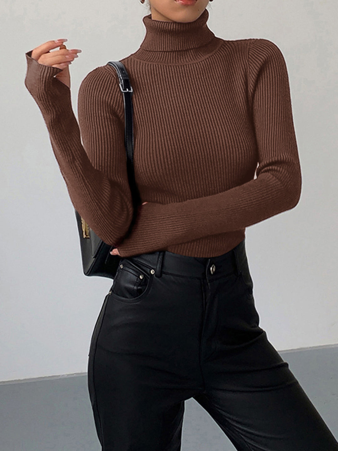 Annalise | Dames Minimalistische Slim Top met Coltrui-Kraag