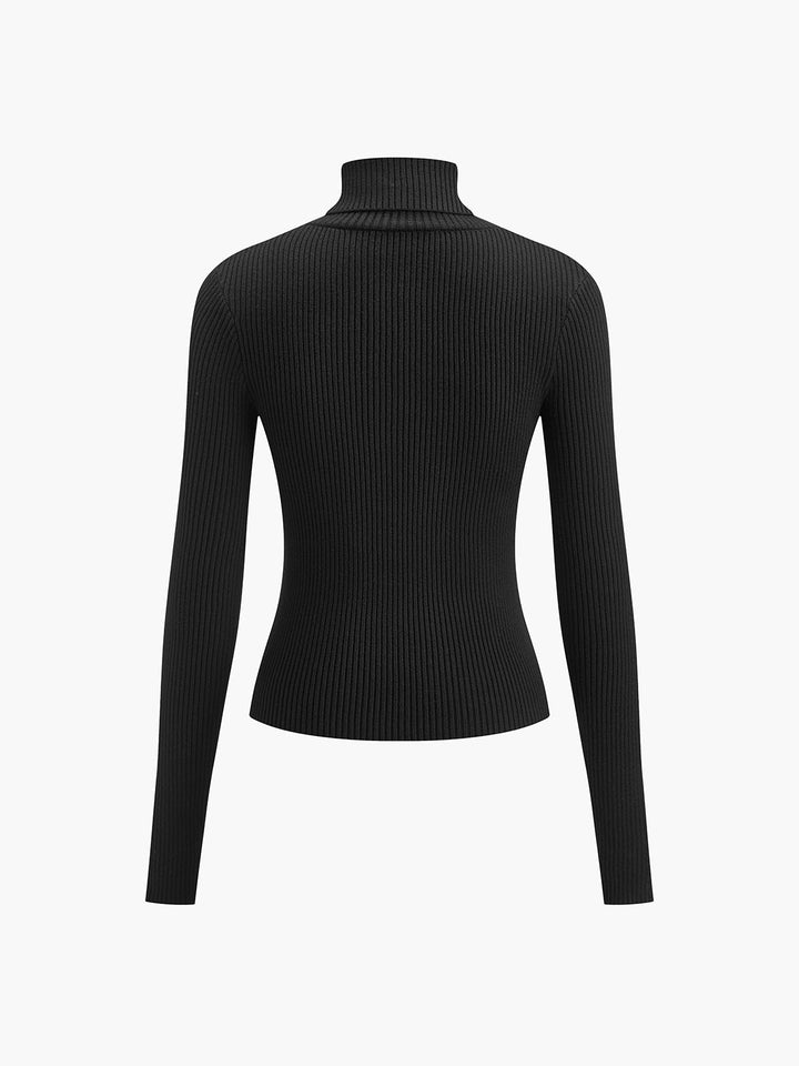 Annalise | Dames Minimalistische Slim Top met Coltrui-Kraag