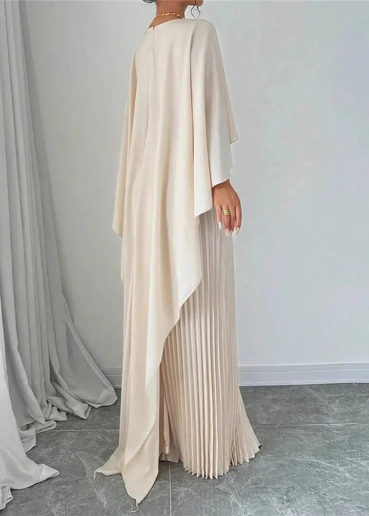 Alicia | Dames Geplooide Cape Maxi Jurk Voor Bruiloftsgasten
