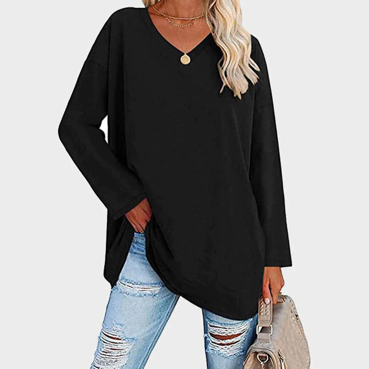 Andrea | Dames Oversized Top met V-Hals en Lange Lengte