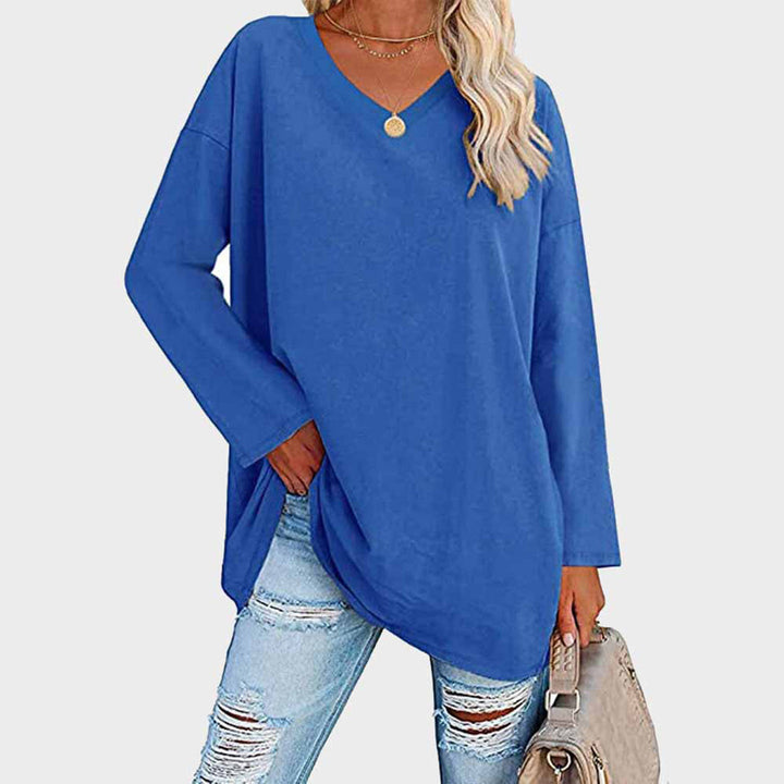 Andrea | Dames Oversized Top met V-Hals en Lange Lengte