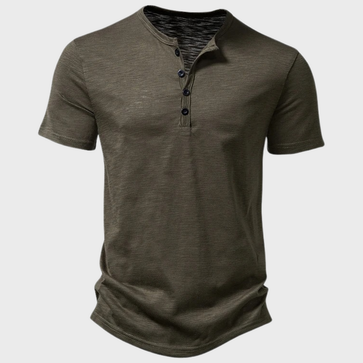 Carson | Heren Casual Henley Shirt met Korte Mouwen