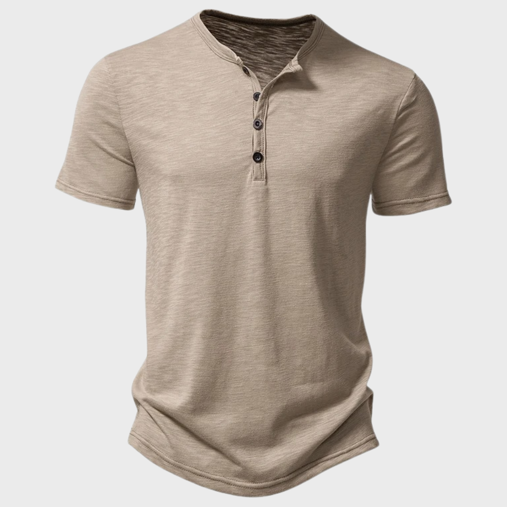 Carson | Heren Casual Henley Shirt met Korte Mouwen