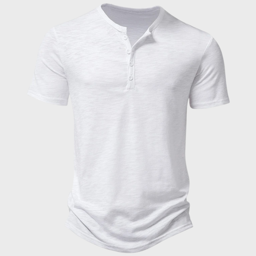 Carson | Heren Casual Henley Shirt met Korte Mouwen