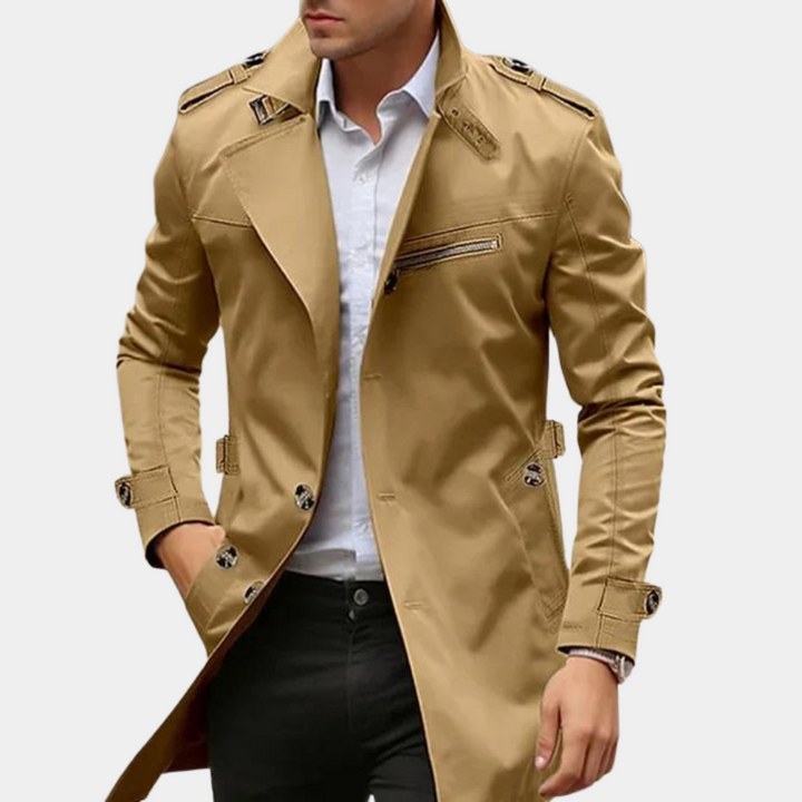 Conrad | Heren Slim Fit Dubbelrijige Trenchcoat