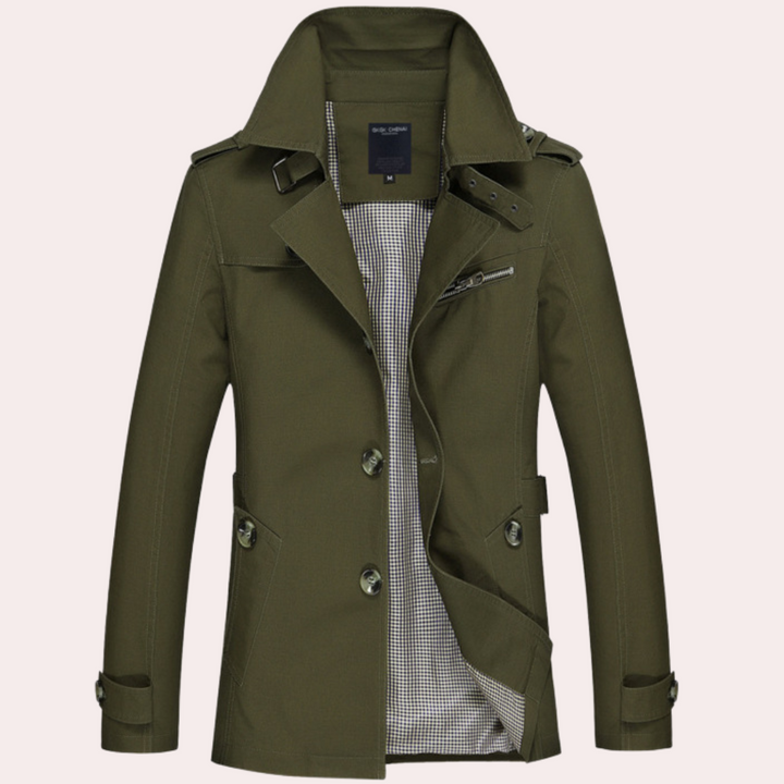 Conrad | Heren Slim Fit Dubbelrijige Trenchcoat