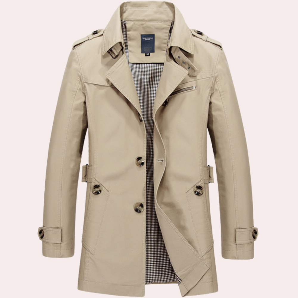 Conrad | Heren Slim Fit Dubbelrijige Trenchcoat