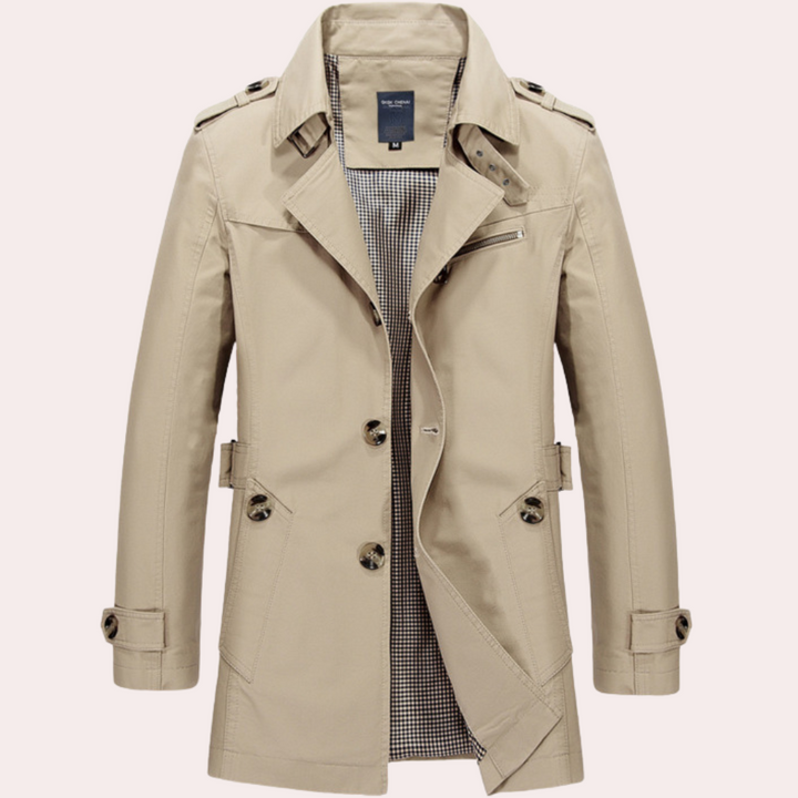 Conrad | Heren Slim Fit Dubbelrijige Trenchcoat