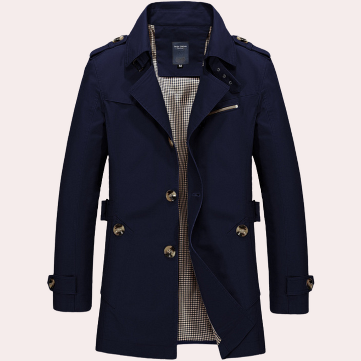 Conrad | Heren Slim Fit Dubbelrijige Trenchcoat