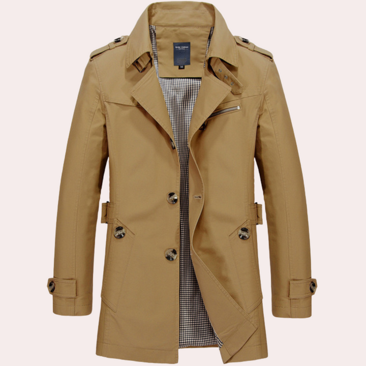 Conrad | Heren Slim Fit Dubbelrijige Trenchcoat