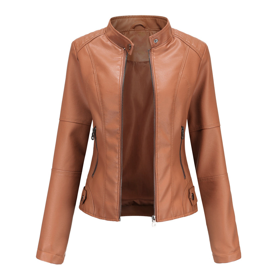 Jocelyn | Dames Klassiek Biker Jacket met Staande Kraag