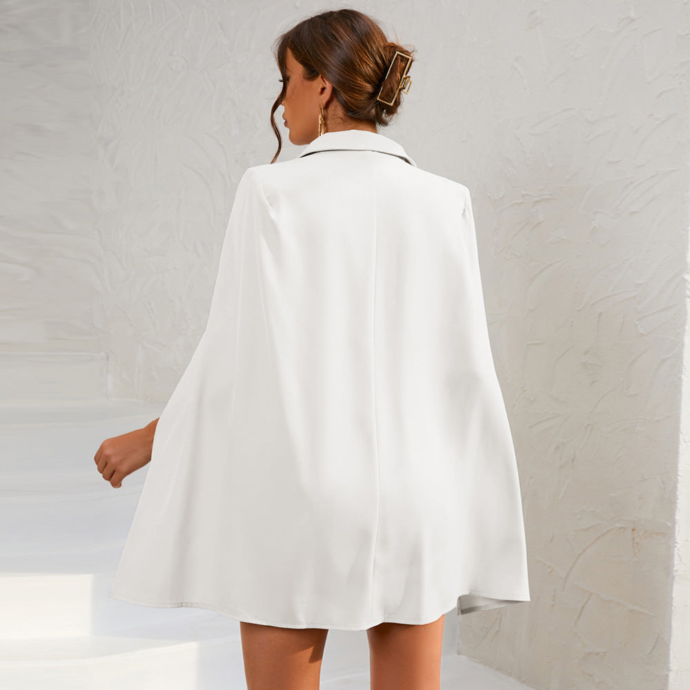 Angelica | Dames Mini-jurk Blazer met Cape en Gouden Knopen