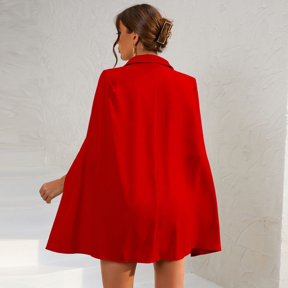 Angelica | Dames Mini-jurk Blazer met Cape en Gouden Knopen