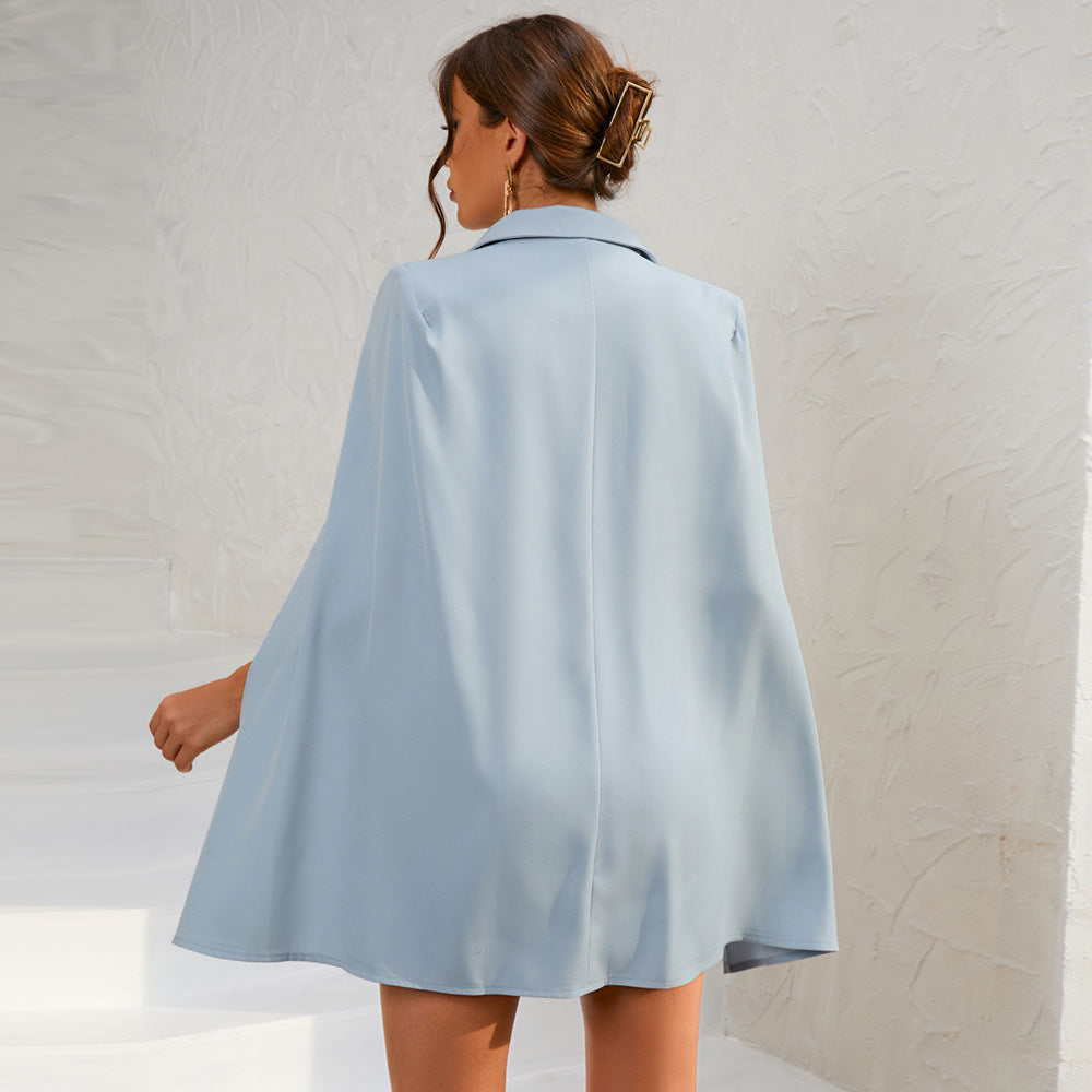 Angelica | Dames Mini-jurk Blazer met Cape en Gouden Knopen