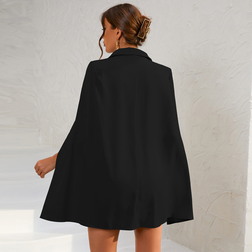 Angelica | Dames Mini-jurk Blazer met Cape en Gouden Knopen