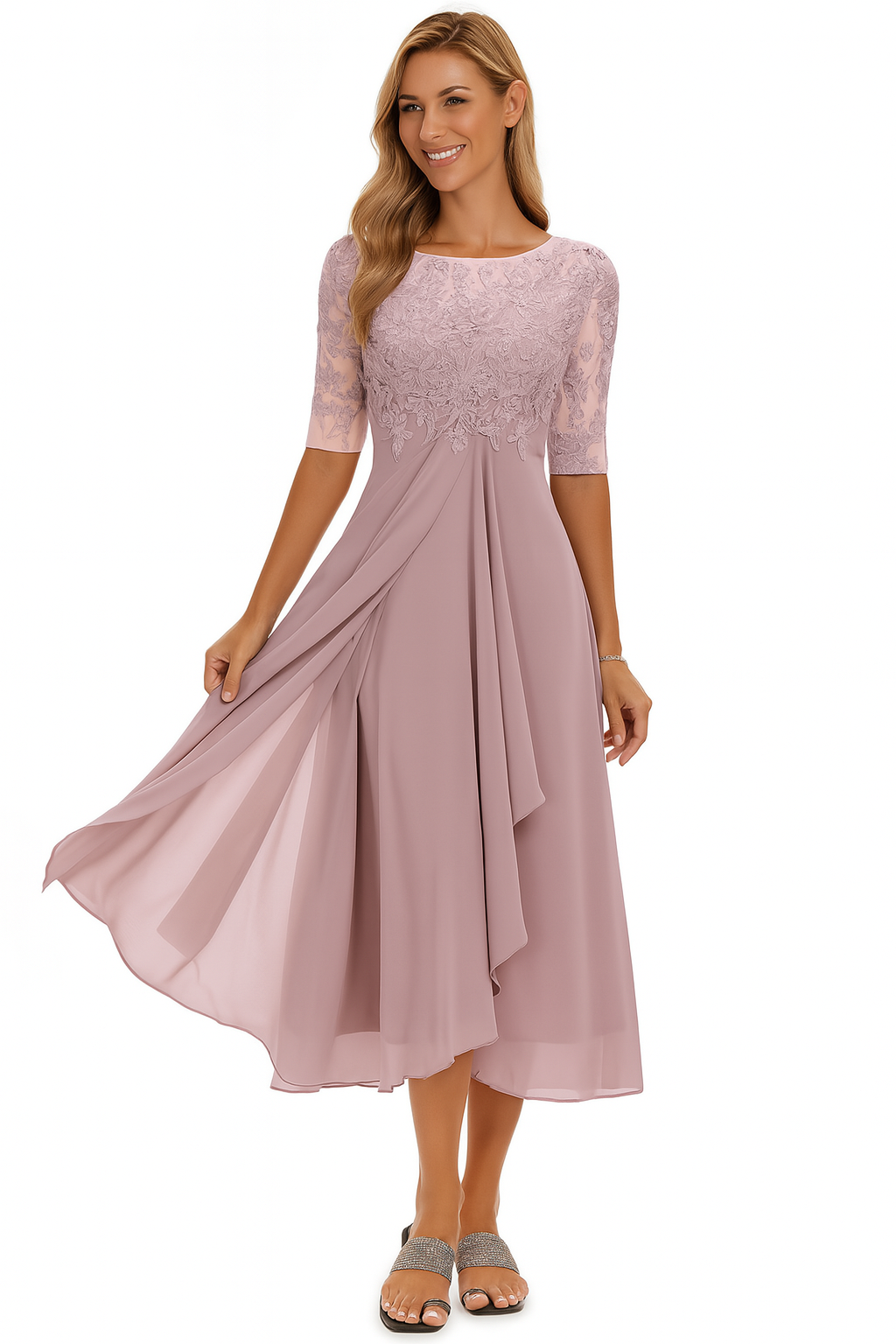 Taren | Women A Line Lace Midi Dress