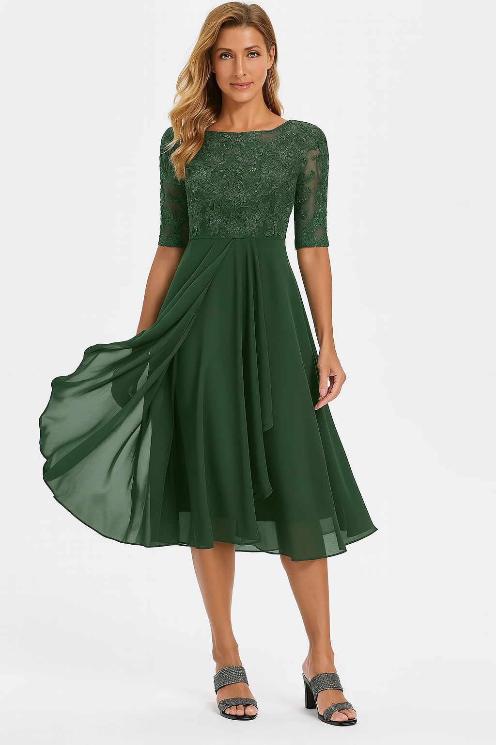 Taren | Women A Line Lace Midi Dress
