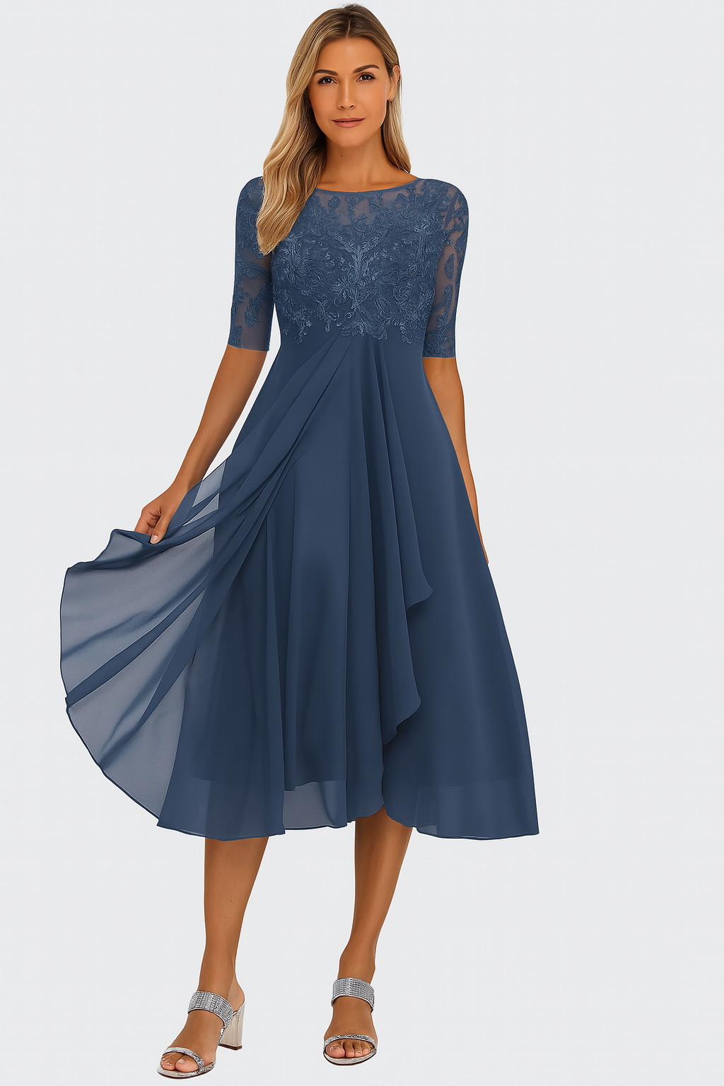 Taren | Women A Line Lace Midi Dress
