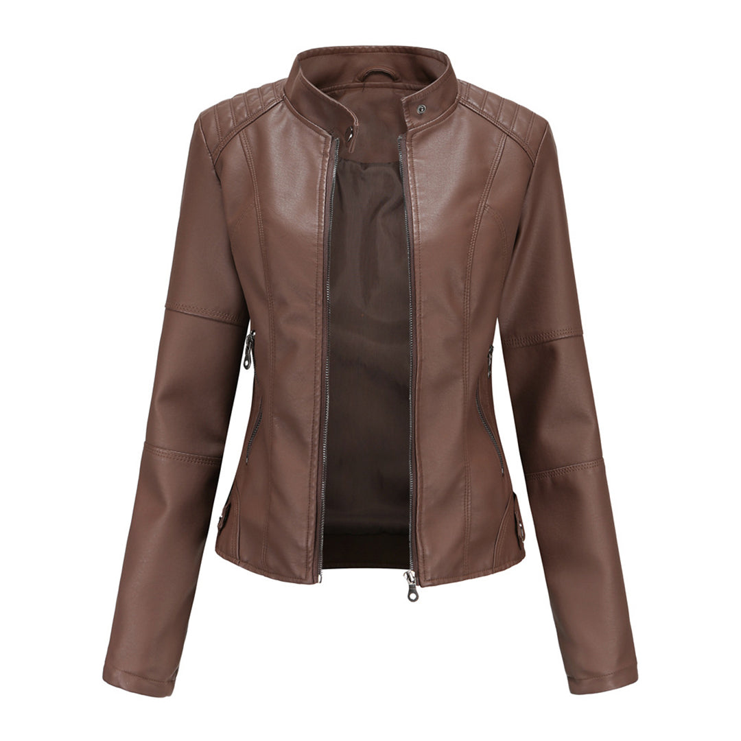 Jocelyn | Dames Klassiek Biker Jacket met Staande Kraag
